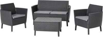 Set salloni kopshti Keter Salemo Lounge, plastikë imitim rattan, 4 pjesë, grafit