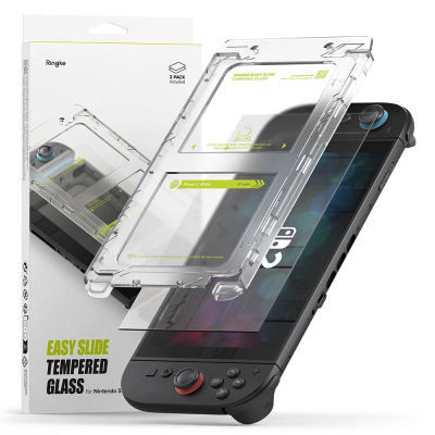Mbrojtëse ekrani Ringke Easy Slide, 2 xhama të temperum, për Nintendo Switch 2, transparente
