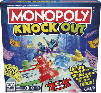 Lojë tavoline Hasbro Monopoly Knockout, familjare, 2‑8 lojtarë