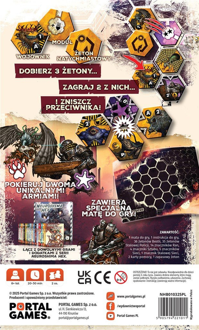 Lojë tavoline Neuroshima Hex Battle Portal Games, për 2 vetë, edicion polonisht, shumëngjyrëshe