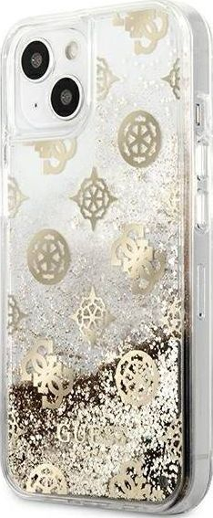 Mbrojtëse telefoni Guess Peony Liquid Glitter për iPhone 13 Mini 5.4", transparente, me shkëlqim flori