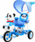 Tricikletë fëmijësh Sport Trike Panda, dorezë prindi, tendë dielli, blu