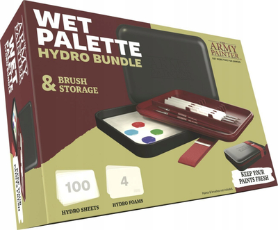 Paletë e lagët për akrilik The Army Painter Wet Palette, set me Hydro Pack, 4 sfunga Hydro Foam, 100 fletë Hydro Sheets