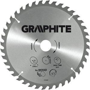 Сечило за пила Графит TCT 55H611, 250 x 30 mm, 100 заби, сребрено