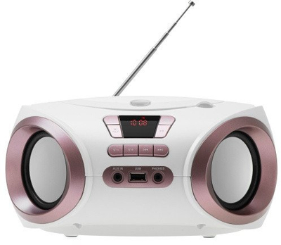 Radio boombox Adler AD 1181, me CD MP3 USB, FM, e bardhë bakri