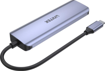 Hub USB C Unitek UHUB Q4, 4 me 1, USB 3.2 Gen 1, gri