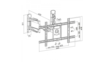 Mbajtës muri për TV Art AR-85, 32-70", 45 kg, i zi