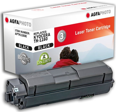 Toner AgfaPhoto APTK1160E, që shkon me Kyocera TK-1160, i zi
