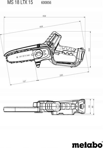 Sharë krasitëse Metabo MS 18 LTX 15, 18V, pa bateri, jeshile