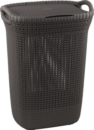 Shportë rrobash Curver Laundry Basket Knit, 57L, me kapak, gri e errët