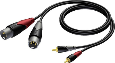Kabllo audio Procab CLA701, XLR x2 në RCA x2, 1.5m, e zezë
