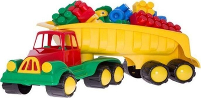 Kamion lodër Hemar Family Truck me rimorkjo e blloqe ndërtimi MIX, 70cm, me blloqe ndërtimi, shumëngjyrësh