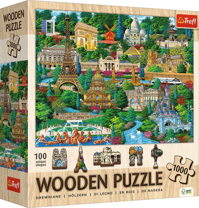 Puzzle druri Trefl Wood Puzzle Discovering France, 1000 copa, 52 x 38 cm