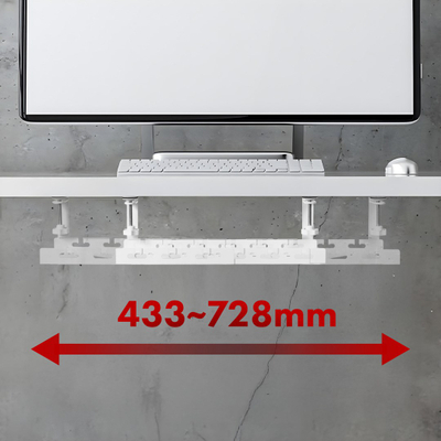 Organizues kabllosh Maclean Adjustable Under-Desk, mbajtës me kapëse, mban deri në 5 kg, i bardhë