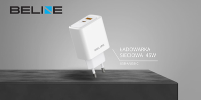Karikues AC Beline BLN2CW45, 45W GaN, USB A edhe USB C, i bardhë