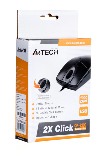 Maus A4Tech OP-620D, 800 DPI, USB, i zi