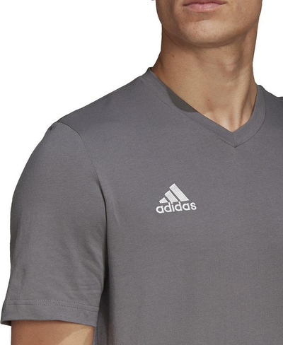 Bluzë sportive për burra adidas Entrada 22 Tee HC0449, pambuk 100%, jakë V, gri
