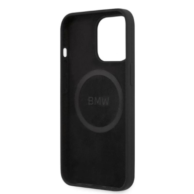 Kapak telefoni BMW BMHMP13LSLBLBK për iPhone 13 Pro / 13, silikon, MagSafe, i zi