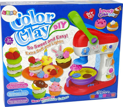 Set plasteline Leantoys Color Clay, makinë përziersi, 6 ngjyra, shumëngjyrësh