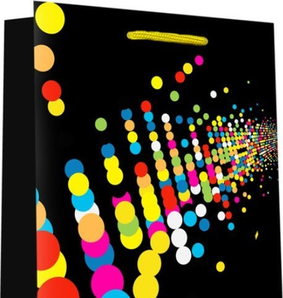Çantë dhuratash Metrex YC-001 Premium Dots, madhësi mesatare, dizajn me pika, shumëngjyrëshe