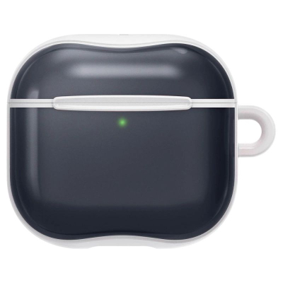 Kuti mbrojtëse Spigen Classic C1 për AirPods 4, polikarbonat, me karabinë, gri grafit me të bardhë