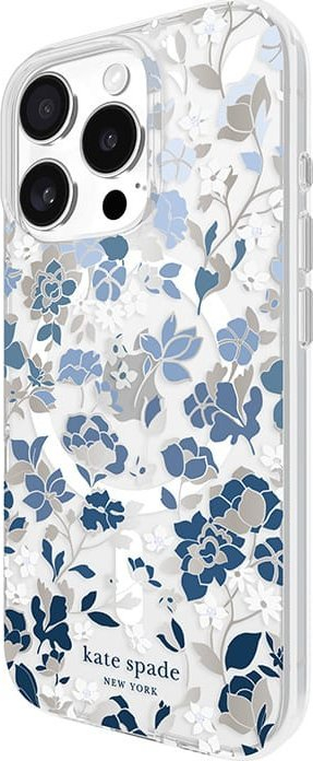 Mbulesë telefoni Kate Spade New York Flowerbed, me MagSafe, për iPhone 16 Pro, blu me lule