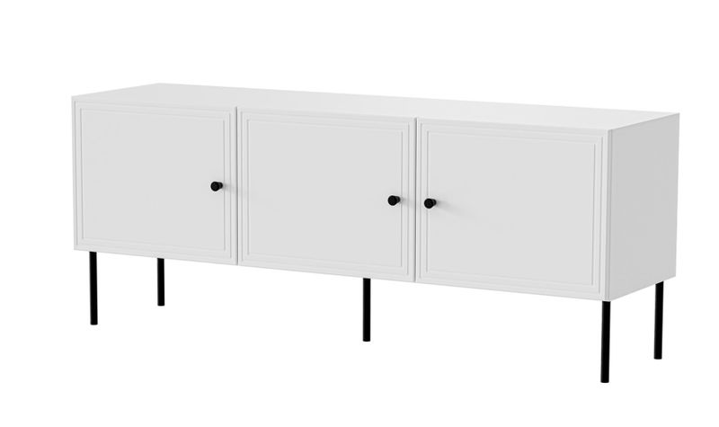 Kommodeskë TV Cama Meble Palazzo, 151x40x60 cm, 3 ndarje, e bardhë mat