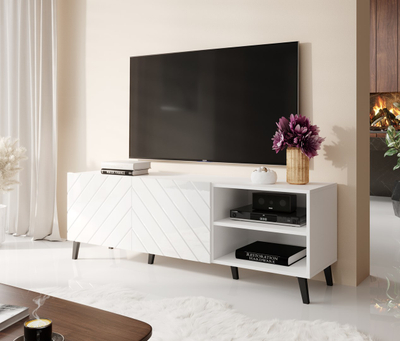 Kabinet TV Cama Meble Abeto, 150x42x52 cm, i bardhë