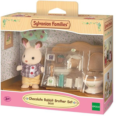 Set lodër Sylvanian Families Chocolate Rabbit Brother, figurë lepurush, mobilie banjoje