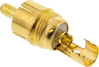 Konektor RCA InLine metal mashkull, për saldim, për kabllo 6mm, argjendtë me unazë të kuqe