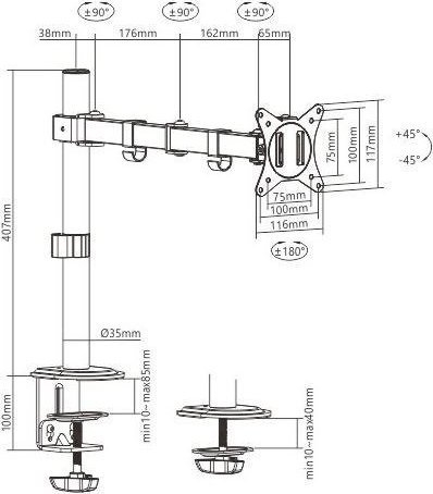 Mbajtëse për monitor Gembird, 17" - 32" (MA-D1-01)