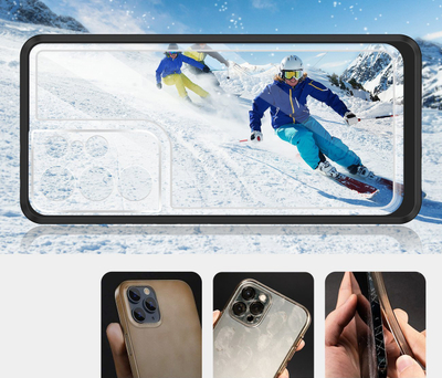 Mbulesë telefoni Samsung Galaxy S23 Ultra, 3 në 1, transparente me kornizë të zezë