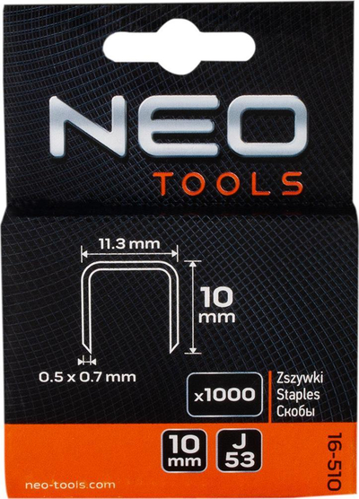 Капси Нео тип J, 10 mm, 1000 парчиња, поцинкувани