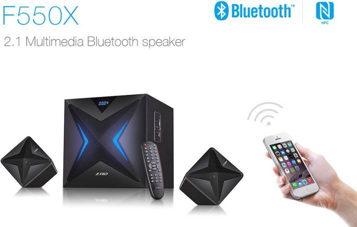 Altoparlantët F&D F550X, 2.1, 56W RMS, Bluetooth, NFC, FM, të zinj