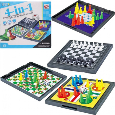 Set lojërash tavoline magnetike Swede 3 në 1, shah, Ludo dhe Halma, për udhëtim