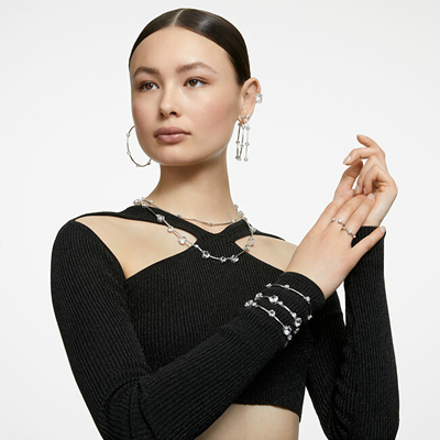 Byzylyk i dyfishtë për femra Swarovski Constella 5638697, e argjendtë