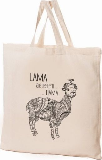 Çantë pambuku Animals Lama, 38x42x10cm, ecru
