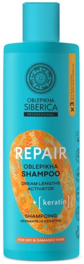 Shampo flokësh Natura Siberica Oblepikha Repair Keratin, për flokë të thatë, 400ml, portokalli