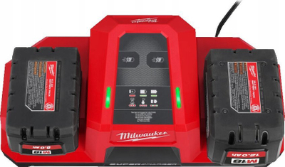Karikues baterish Milwaukee M18 DBSC Super Charger, për 2 bateri, karikim i shpejtë, i kuq