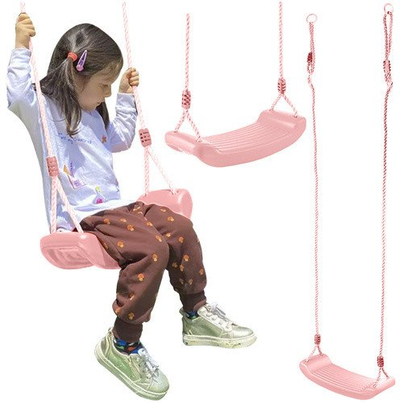 Lëkundje plastike Kruzzel Plastic Swing for Kids, kapacitet 50kg, litarë të rregullueshëm, rozë