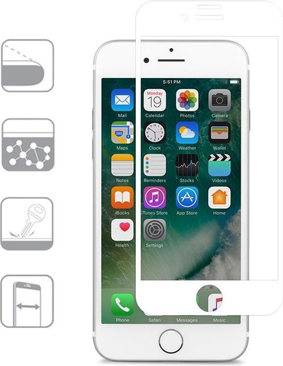 Xham mbrojtës Moshi Moshi IonGlass për iPhone 8 7 6s 6, i bardhë