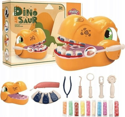 Lodër dentisti Madej Dino Dentist, set me plastelinë, 10 ngjyra, portokalli