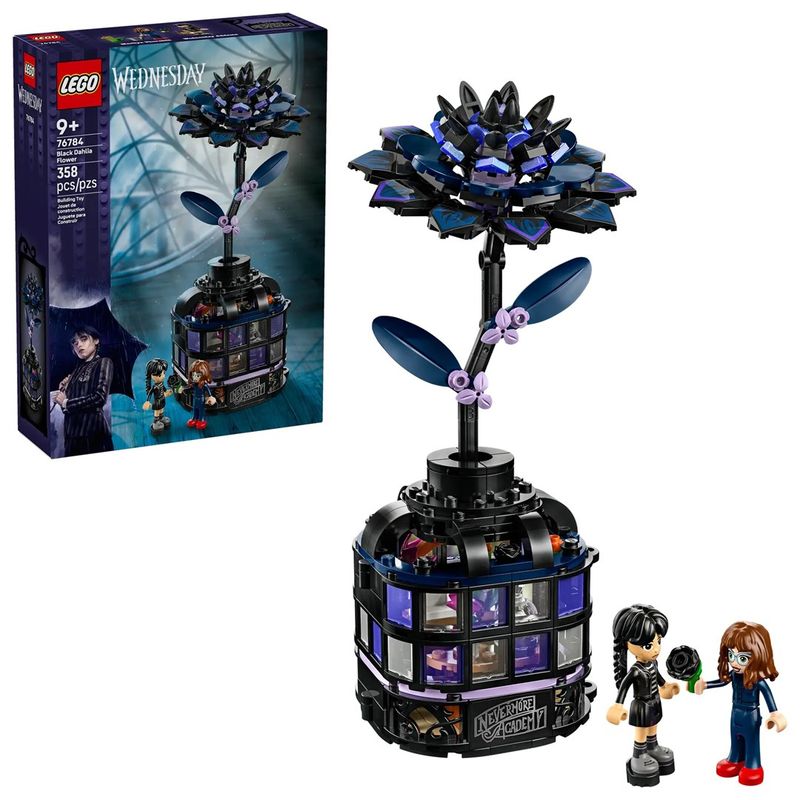 Set LEGO Wednesday Black Dahlia Flower 76784, lule dekorative, e zezë