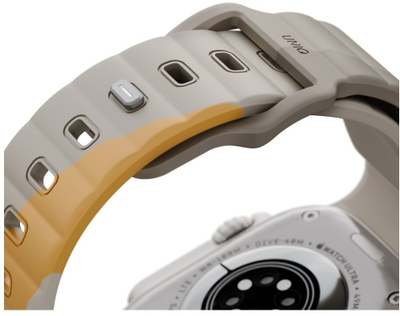 Rrip dore UNIQ Stride De Rubber për Apple Watch 49 46 45 44mm, gome FKM, që s’e ha uji, bezhë
