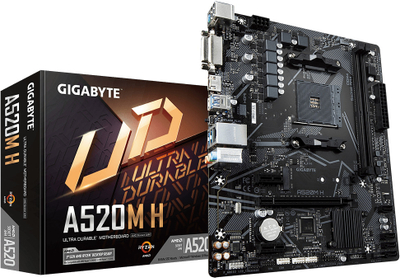 Pllakë amë Gigabyte A520M H, AMD AM4, DDR4, Micro ATX