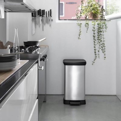 Kosh plehrash Curver Duo Pedal Bin Deco, 46L, dy ndarje, gri argjendtë