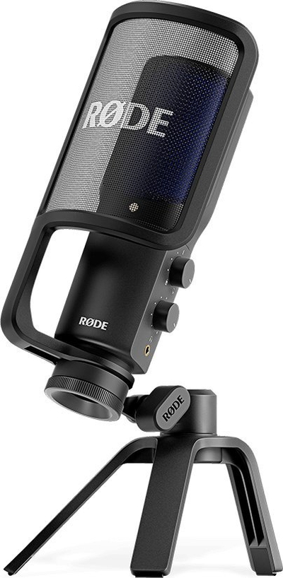 Mikrofon Rode NT-USB+, kondenzator USB, me këmbëz tavoline, i zi