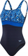 Kostum noti Speedo Centre Eclipse për goca, njëpjesësh, me rripa që rregullohen, blu navy