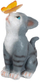 Dekor kopshti Garden Center Cat NF23-043, qeramike, 17 x 13.5 x 25 cm, gri