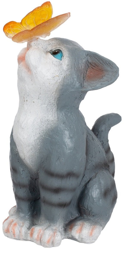 Dekor kopshti Garden Center Cat NF23-043, qeramike, 17 x 13.5 x 25 cm, gri